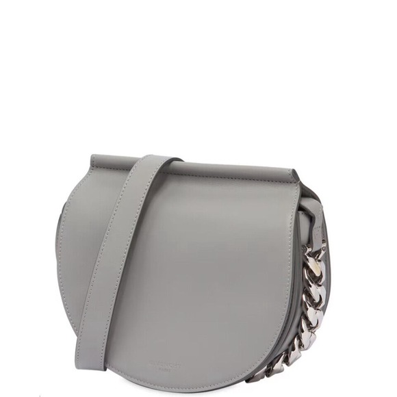 GIVENCHY INFINITY CHAIN CURB SMOOTH LEATHER SADDLE CROSSBODY BAG - Picture 1 of 12